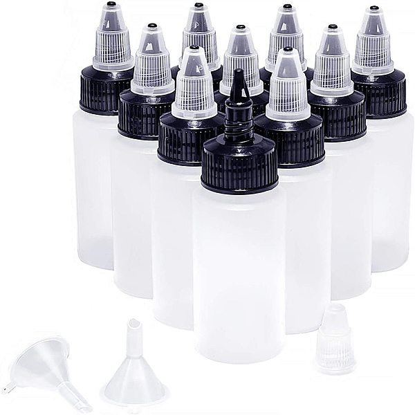 

PandaHall PH 30 Pack 30ml/ 1oz Squeeze Bottles Squirt Refillable Bottles with Twist Cap 10pcs Funnel Hopper for Liquid Essential Oil Tattoo..., Clear