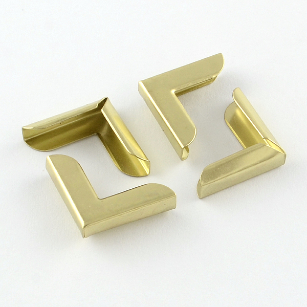 

PandaHall Iron Box/Bag Corner Protectors, Book Albums Menus Folders Corner Protectors, Golden, 18.5x18.5x5~6mm Iron