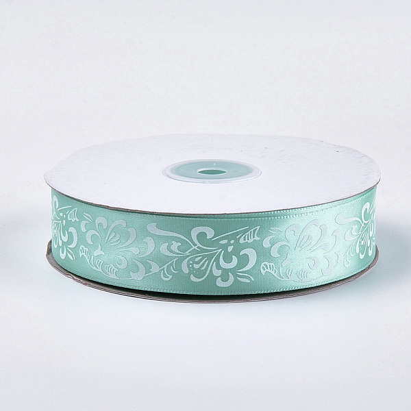 

PandaHall Single Face Satin Ribbon, Polyester Ribbon, Flower Pattern, Turquoise, 1 inch(25mm), about 50yards/roll(45.72m/roll) Polyester..., Green
