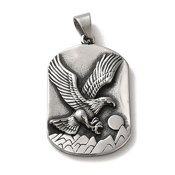 

PandaHall 316L Surgical Stainless Steel Big Pendants, Antique Silver, Rectangle Charm, Eagle, 52x33x5.5mm, Hole: 10.5x7.5mm 316L Surgical...