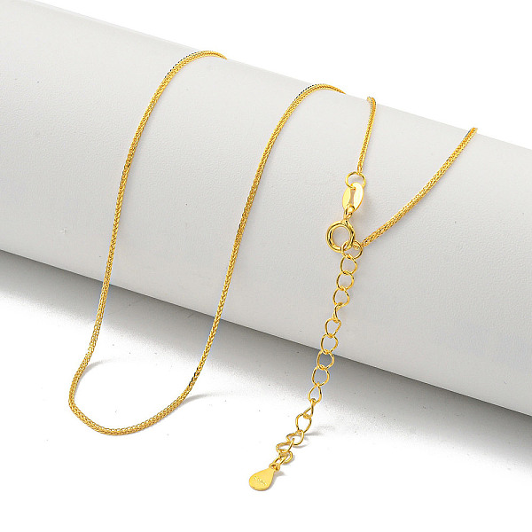 

PandaHall 925 Sterling Silver Wheat Chain Necklaces, Real 18K Gold Plated, 16.02 inch(40.7cm) Sterling Silver
