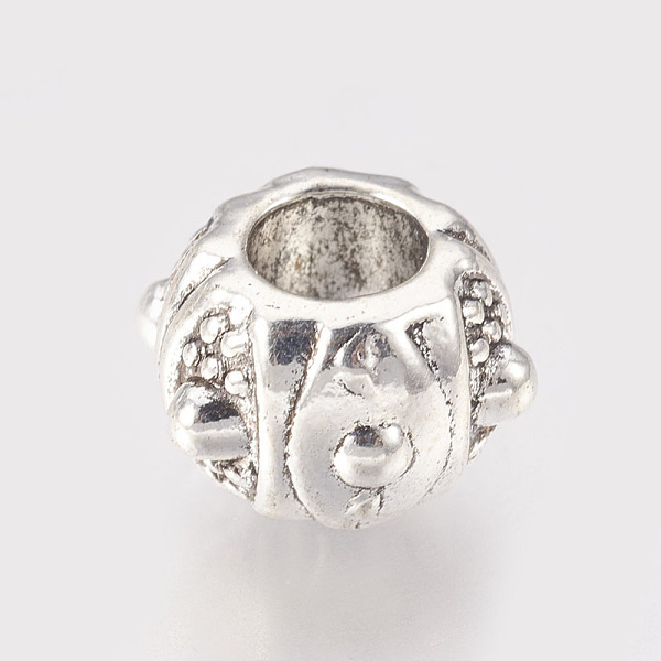 

PandaHall Hollow Alloy European Beads, Large Hole Beads, Rondelle, Antique Silver, 12x7.5mm, Hole: 5mm Alloy Rondelle