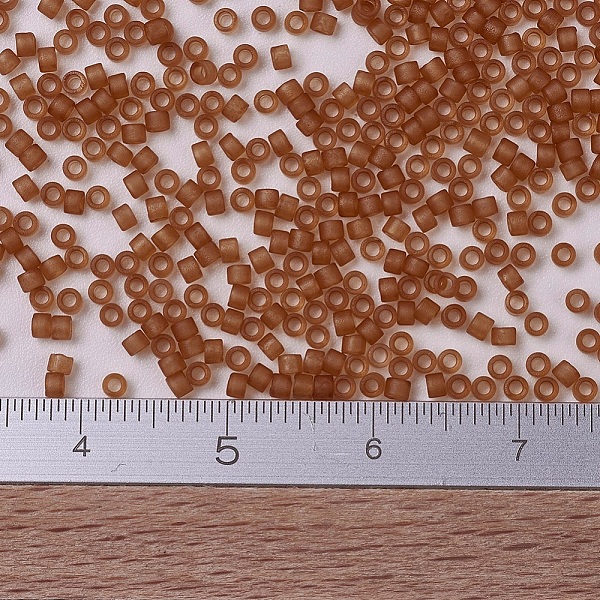 

PandaHall MIYUKI Delica Beads, Cylinder, Japanese Seed Beads, 11/0, (DB0777) Dyed Semi-Frosted Transparent Topaz, 1.3x1.6mm, Hole: 0.8mm..., Brown