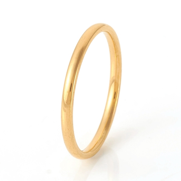 

PandaHall 201 Stainless Steel Plain Band Rings, Golden, Size 5, Inner Diameter: 16mm, 1.5mm 201 Stainless Steel
