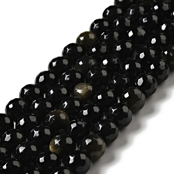 

PandaHall Natural Golden Sheen Obsidian Beads Strands, Round, Faceted, 7.5~8mm, Hole: 1.2~1.4mm, about 45~48pcs/strand, 14.65''~15.08''...