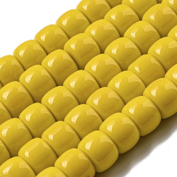 

PandaHall Opaque Glass Beads Strands, Barrel, Yellow, 8x6mm, Hole: 1.6mm, about 61~62pcs/strand, 14.84''~15.16''(37.7~38.5cm) Glass Barrel...