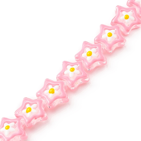 

PandaHall Handmade Lampwork Beads Strands, with Enamel, Star, Pink, 12.5~13x12~12.5x6.5~7mm, Hole: 1.2mm, about 33pcs/strand, 14.61''...