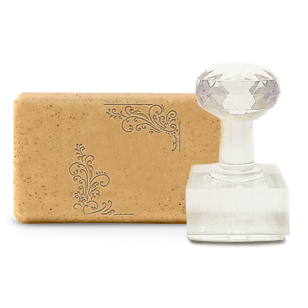 PandaHall CRASPIRE Handmade Soap Stamp Vintage Floral Acrylic Soap Stamp with 1.57" Removable Handle Embossing Soap Stamps Soap Making for...