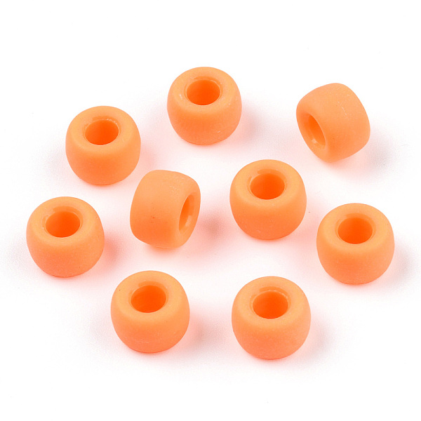 

PandaHall Opaque Plastic Beads, Frosted, Barrel, Dark Orange, 9x6mm, Hole: 3.8mm, about 1900pcs/500g Plastic Barrel