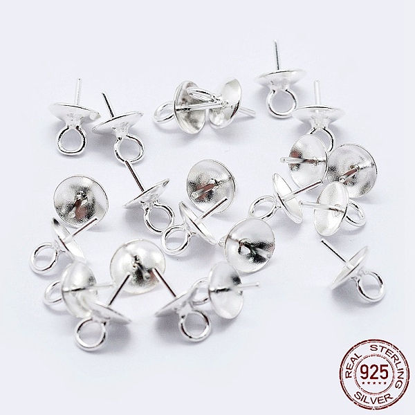

PandaHall 925 Sterling Silver Cup Pearl Bail Pin Pendants, For Half Drilled Beads, Silver, 7x4mm, Hole: 1.5mm, Pin: 0.6mm Sterling Silver...