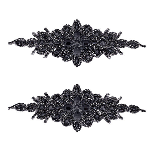 

PandaHall FINGERINSPIRE 2pcs Rhinestone Applique for Dress (Black,9.5x3.7inch) Iron on/Sew Crystal Patch Hotfix Diamond Sewing Appliques for...