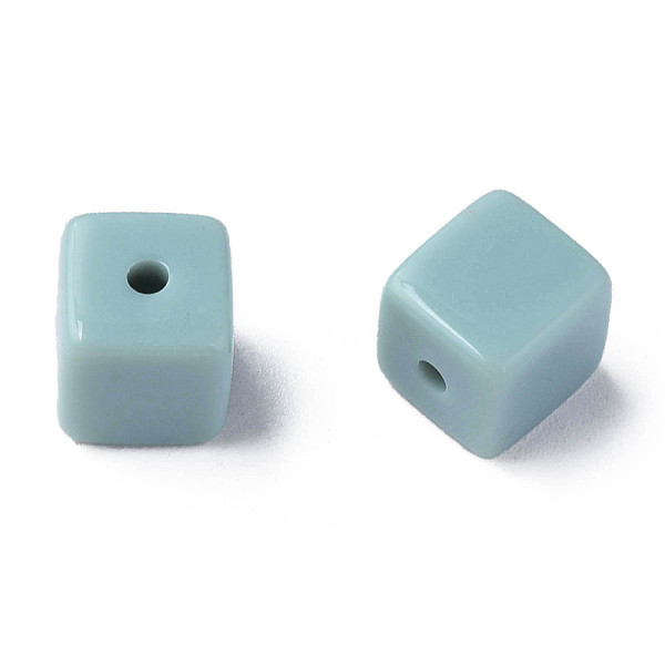 

PandaHall Opaque Acrylic Beads, Cube, Aqua, 10.5x9.5x9.5mm, Hole: 2mm, about 490pcs/500g Acrylic Cube Cyan