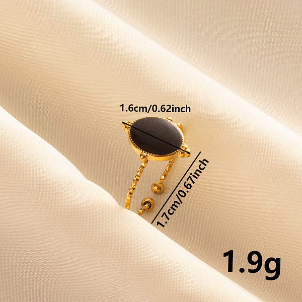 

PandaHall Fashion Oval Enamel Open Cuff Ring, Elegant Stainless Steel Jewelry for Women Stainless Steel
