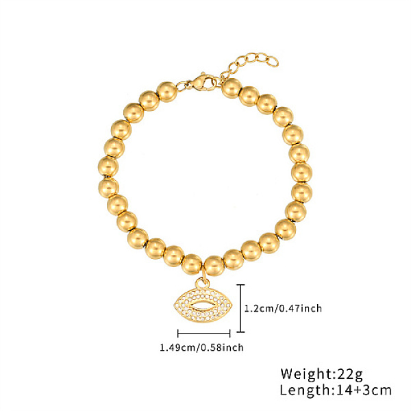 

PandaHall Stainless Steel Crystal Rhinestone Ball Beaded Bracelets with Pendants, Golden, Lip, 5-1/2 inch(14cm), Pendnat: 12x14.9mm..., Clear