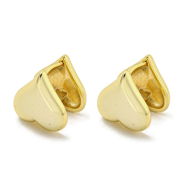 

PandaHall Brass Hoop Earrings, Real 18K Gold Plated, 12.5x11.5mm Brass Heart