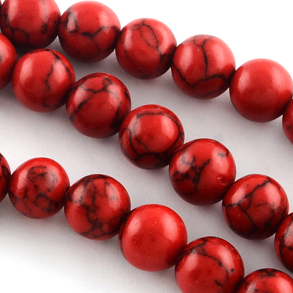 

PandaHall Synthetical Turquoise Gemstone Round Bead Strands, Dyed, Red, 6mm, Hole: 1mm, about 65pcs/strand, 15.7 inch Synthetic Turquoise...