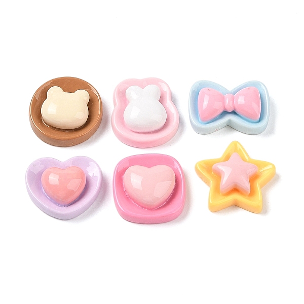 

PandaHall Opaque Resin Decoden Cabochons, Bowknot & Star & Heart, Mixed Shapes, Mixed Color, 19~21x20~24x8~9mm Resin Mixed Shapes Multicolor
