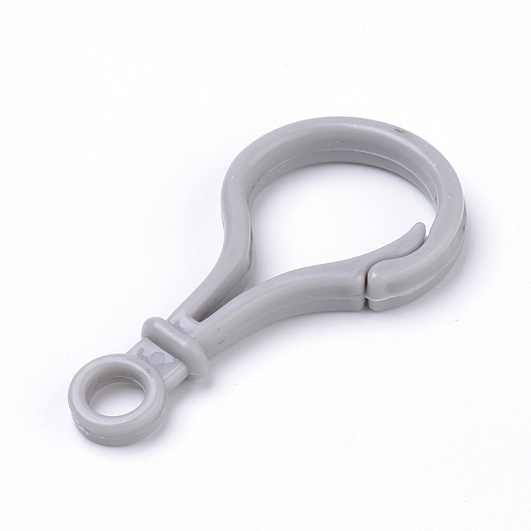 PandaHall Opaque Solid Color Bulb Shaped Plastic Push Gate Snap Keychain Clasp Findings, Light Grey, 51x25x5.5mm, Hole: 6mm Plastic Others...