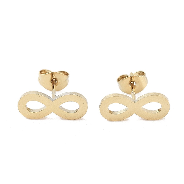

PandaHall Vacuum Plating 304 Stainless Steel Stud Earrings for Women, Infinity, Golden, 5.5x13.5mm 304 Stainless Steel Infinity