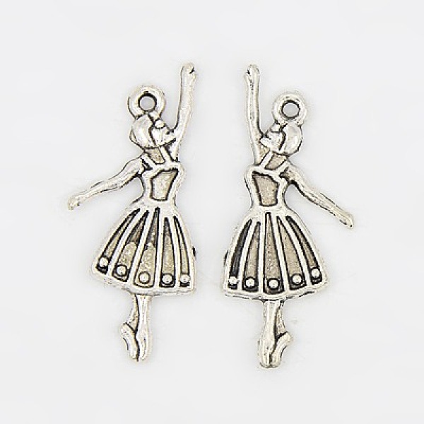 

PandaHall Alloy Dancer Charm Pendant, Ballerina Dancer, Lead Free & Cadmium Free, Antique Silver, 32x13x2mm, Hole: 2mm Alloy Human