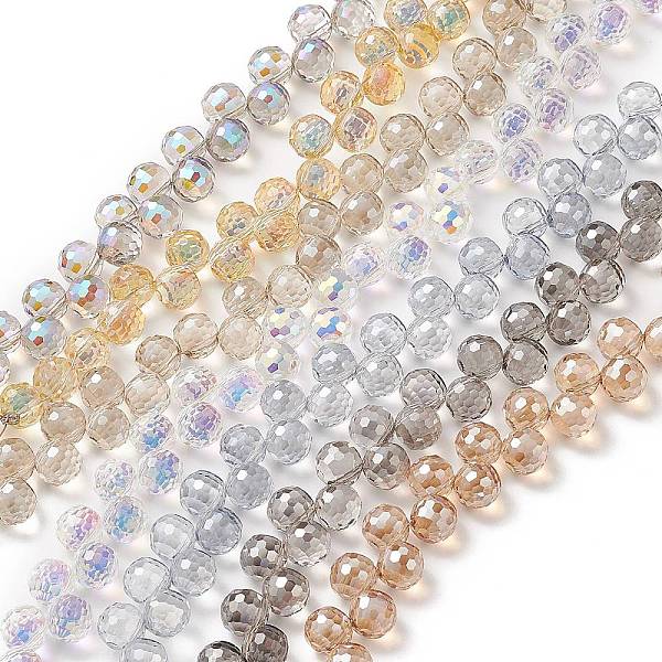 

PandaHall Transparent Glass Beads Strands, Top Drilled, Faceted(96 Facets), Round, Mixed Color, 9mm, Hole: 1.5mm, about 71~72pcs/strand..., Multicolor