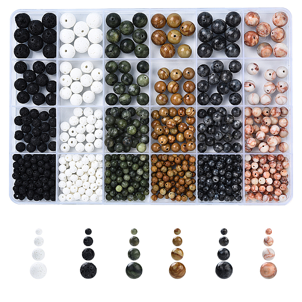 Ensembles de perles rondes en pierre de filet rouge naturelle