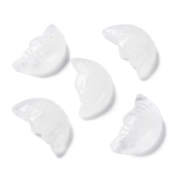 

PandaHall Natural Quartz Crystal Carved Healing Moon with Human Face Figurines, Reiki Energy Stone Display Decorations, 26x14~14.5x7mm...
