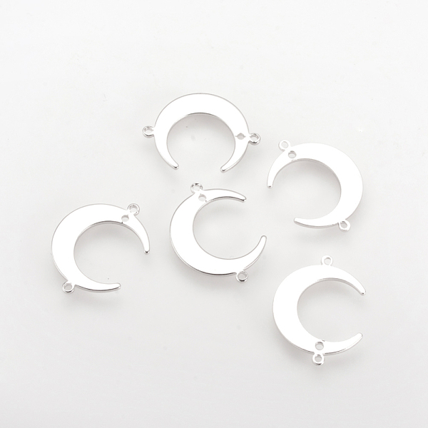 

PandaHall Brass Links connectors, Nickel Free, Real Platinum Plated, Moon, 22x17x1mm, Hole: 1mm Brass Moon
