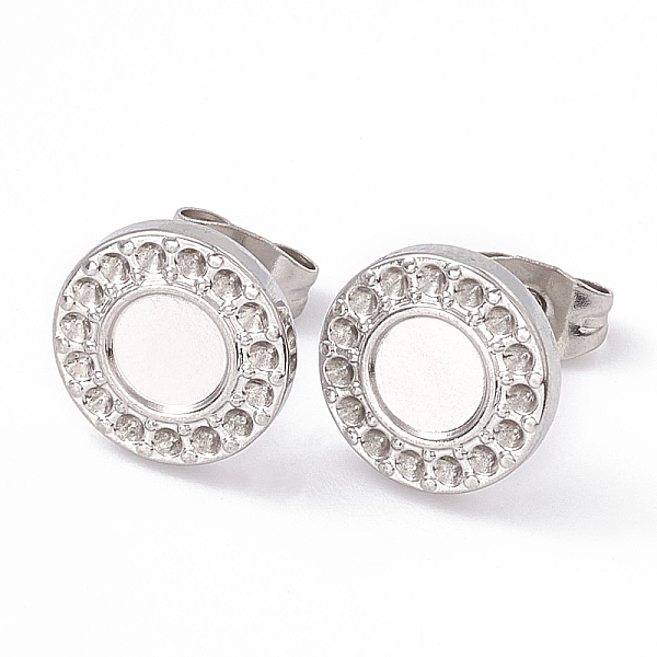 

PandaHall 304 Stainless Steel Stud Earring Findings, Flat Round Earring Settings, with Ear Nuts, Stainless Steel Color, 10.5mm, Pin: 0.6mm...