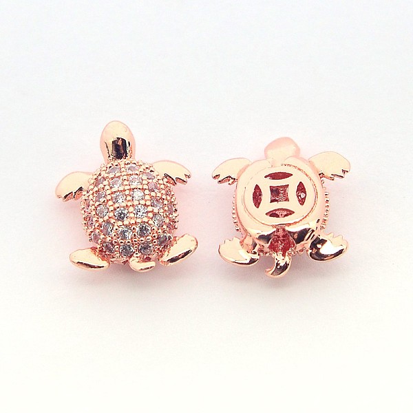 

PandaHall Brass Micro Pave Cubic Zirconia Tortoise Beads, Cadmium Free & Nickel Free & Lead Free, Rose Gold, 12x9.5x4.5mm, Hole: 1mm...