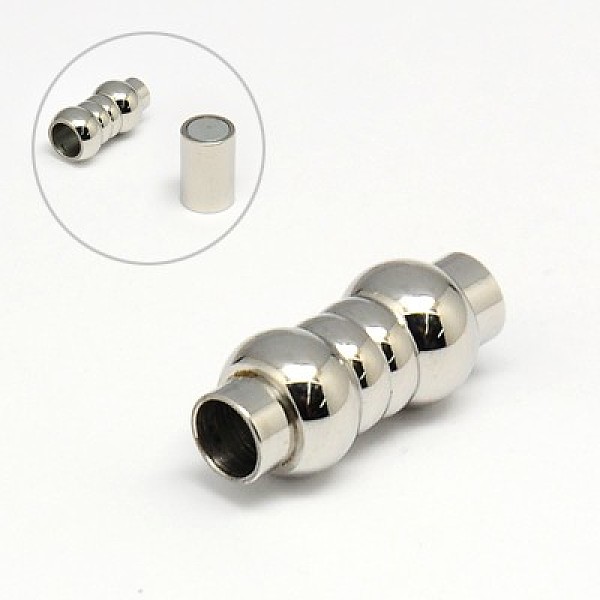 

PandaHall 304 Stainless Steel Magnetic Clasps with Glue-in Ends, Column with Round, 18x7.5mm, Hole: 4mm 304 Stainless Steel Column