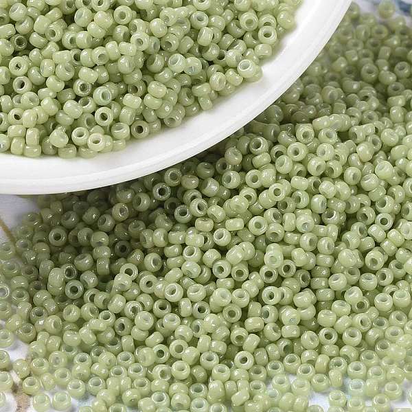 

PandaHall MIYUKI Round Rocailles Beads, Japanese Seed Beads, (RR4473) Duracoat Dyed Opaque Fennel, 15/0, 1.5mm, Hole: 0.7mm, about..., Green