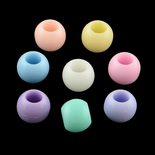 

PandaHall Opaque Acrylic European Beads, Large Hole Round Beads, Mixed Color, 8mm, Hole: 4mm, about 269pcs/50g Acrylic Round Multicolor