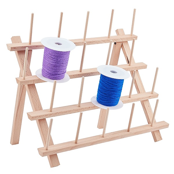 

PandaHall 20 Spools Solid Wood Sewing Embroidery Thread Stand, Holder Rack, BurlyWood, 40x32cm Wood Orange