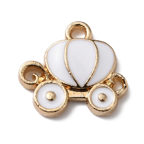 

PandaHall Alloy Enamel Pendants, Pumpkin Carriage, White, 11.5x13x2mm, Hole: 1.4mm Alloy+Enamel Others White