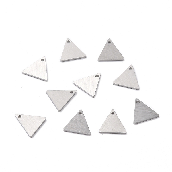 PandaHall 304 Stainless Steel Pendants, Double Side Drawbench, Stamping Blank Tag, Triangle, Stainless Steel Color, 10x10x1mm, Hole: 1mm 304...