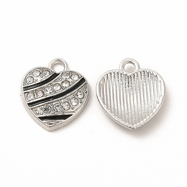 

PandaHall Alloy Enamel Pendants, with Crystal Rhinstone, Heart Charm, Platinum, 15x13.5x3mm, Hole: 2mm Alloy Rhinestone+Enamel Heart Black