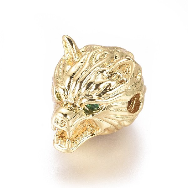 

PandaHall Brass Beads, with Cubic Zirconia, Wolf Head, Golden, 10.5x11x14mm, Hole: 2mm Brass+Cubic Zirconia Other Animal Green
