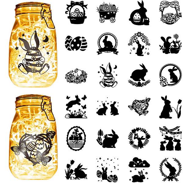 

PandaHall PVC Lamp Film for DIY Colorful Light Hanging Lamp Frosted Glass Jar, Rabbit, 100x90mm, 24pcs/set PVC Rabbit