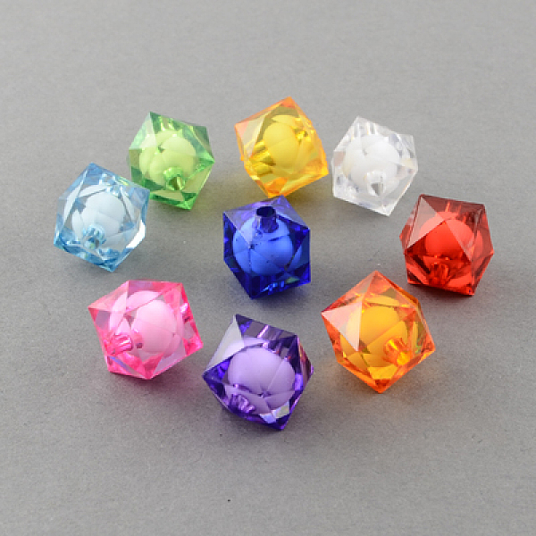 

PandaHall Transparent Acrylic Beads, Bead in Bead, Faceted Cube, Mixed Color, 8x7x7mm, Hole: 2mm, about 200pcs/50g Acrylic Cube Multicolor