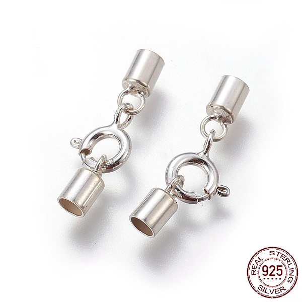 

PandaHall 925 Sterling Silver Spring Ring Clasps, with Cord Ends, Silver, 21mm, Inner Size: 3mm Sterling Silver Silver