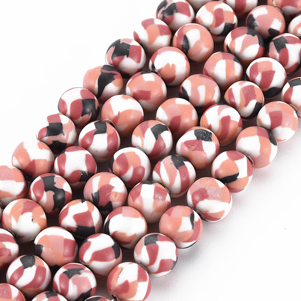 PandaHall Handmade Polymer Clay Beads Strands, for DIY Jewelry Crafts Supplies, Round, Dark Salmon, 8.5~9x8mm, Hole: 1.8mm, about...