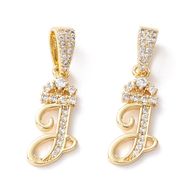 

PandaHall Eco-Friendly Brass Micro Pave Cubic Zirconia Pendants, Long-Lasting Plated, Real 18K Gold Plated, Cadmium Free & Lead Free, Letter...