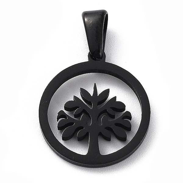 

PandaHall Ion Plating(IP) 304 Stainless Steel Pendants, Ring with Tree of Life, Black, 15.5x13x1.5mm, Hole: 2.5x4.5mm 304 Stainless Steel...
