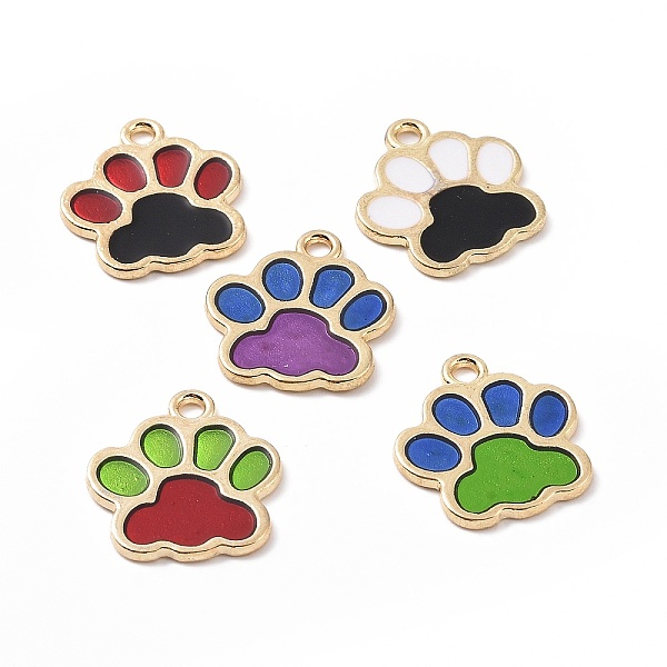 

PandaHall Alloy Enamel Pendants, Dog Paw Print Charm, Light Gold, 17x16x1mm, Hole: 1.8mm Alloy+Enamel Others Multicolor