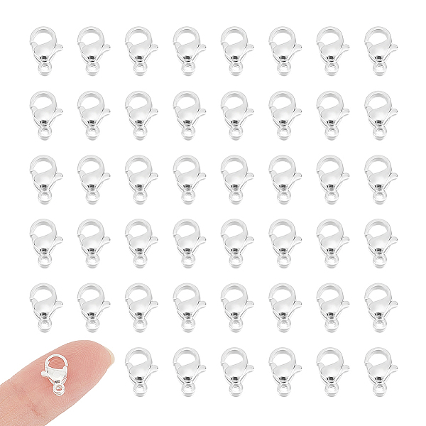 

PandaHall Unicraftale 50Pcs 304 Stainless Steel Lobster Claw Clasps, 925 Sterling Silver Plated, 10x6x3.5mm, Hole: 1.2mm 304 Stainless Steel