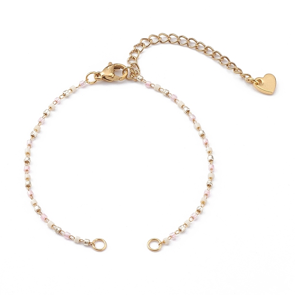 

PandaHall Glass Seed Beaded Link Bracelet Making, with Stainless Steel Chain and Lobster Claw Clasps, Blanched Almond, 6-1/4 inch(16cm)...