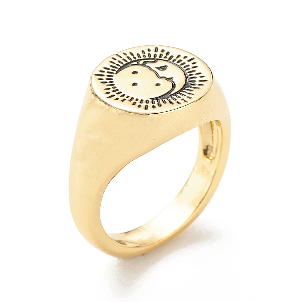 

PandaHall Brass Signet Ring for Women, Golden, Moon Phase Pattern, 3.5~12.6mm, US Size 6 1/4(16.7mm) Brass Moon