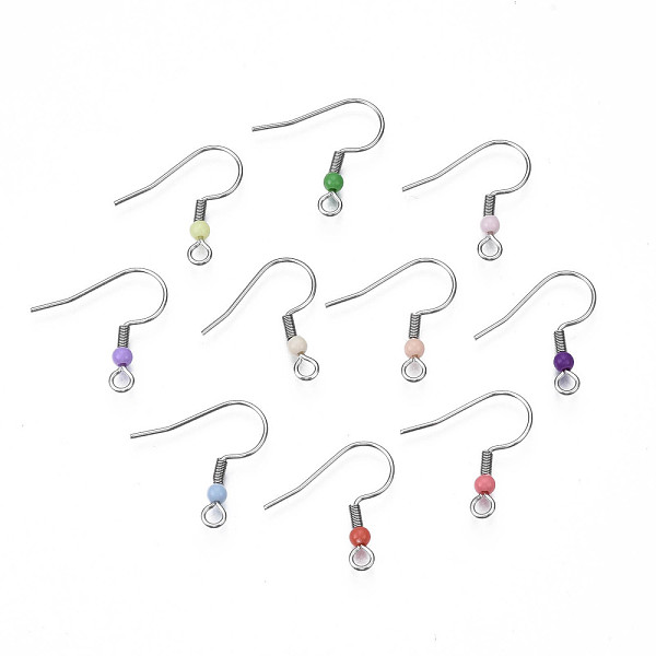 

PandaHall 304 Stainless Steel Earring Hooks, Ear Wire, with Acrylic Beads and Horizontal Loop, Mixed Color, 19.5x18.5mm, Hole: 2mm, 22 Gauge..., Multicolor