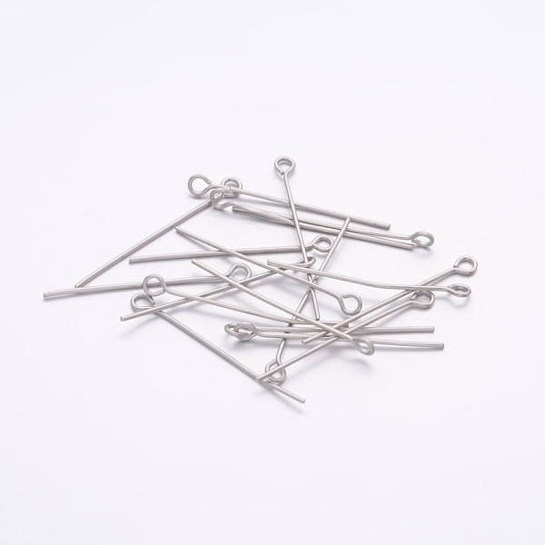 

PandaHall Iron Eye Pin, Cadmium Free & Lead Free, Platinum, 30x0.7mm, Hole: 2mm, about 8700~8800pcs/1000g Iron